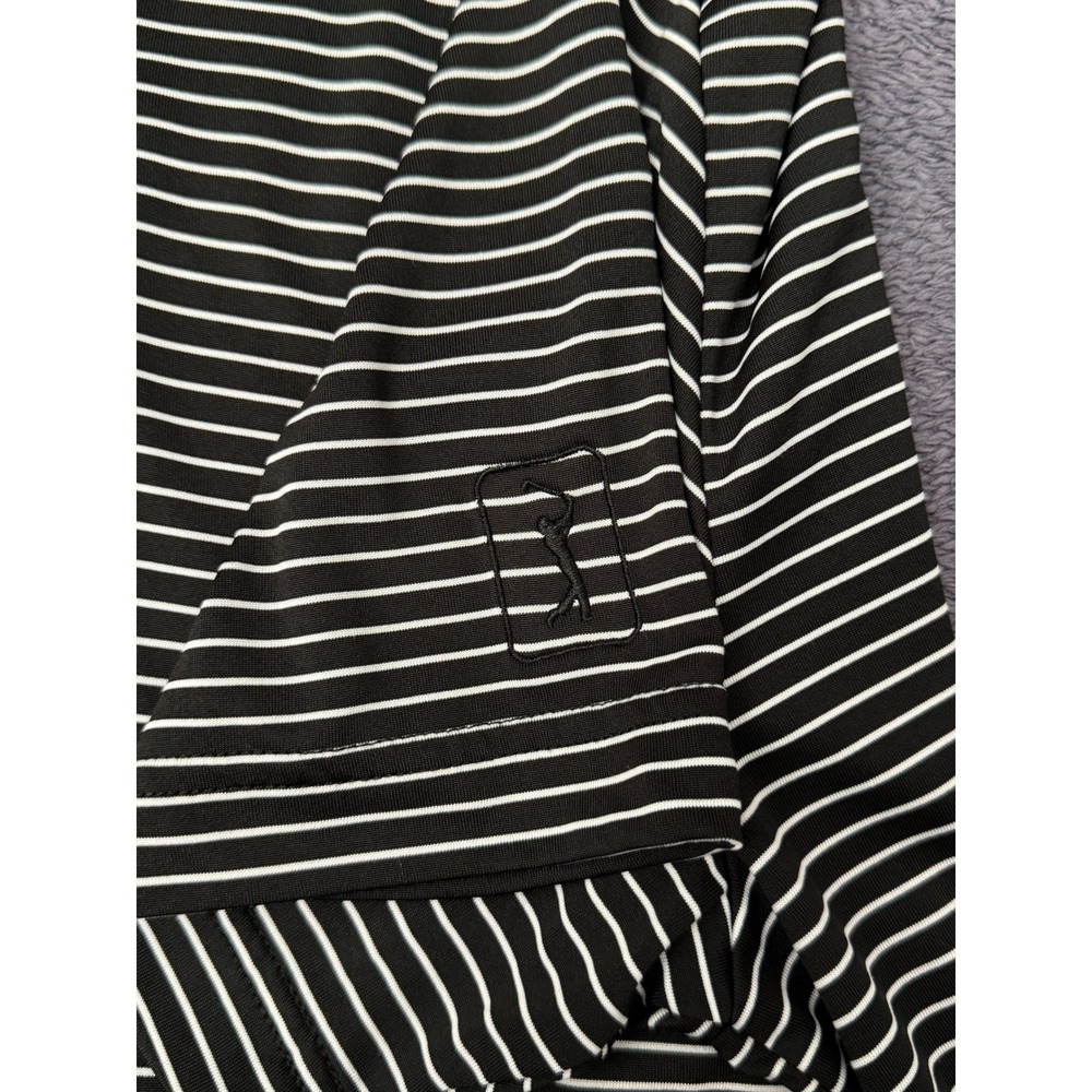 PGA Tour Golf Polo Shirt Striped Performance Black White Medium Short Sleeve - Picture 5 of 6